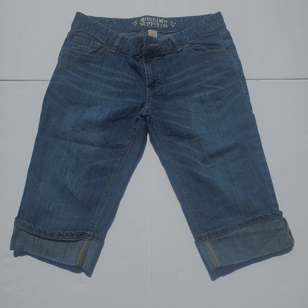 Mossimo Medium wash Cuffed Crop Denim Blue Jeans Size 11 Fit 6